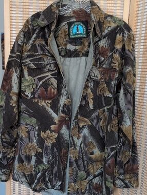 Vintage Master Sportsman Realtree-Style Camo Button-Up Shirt Jacket